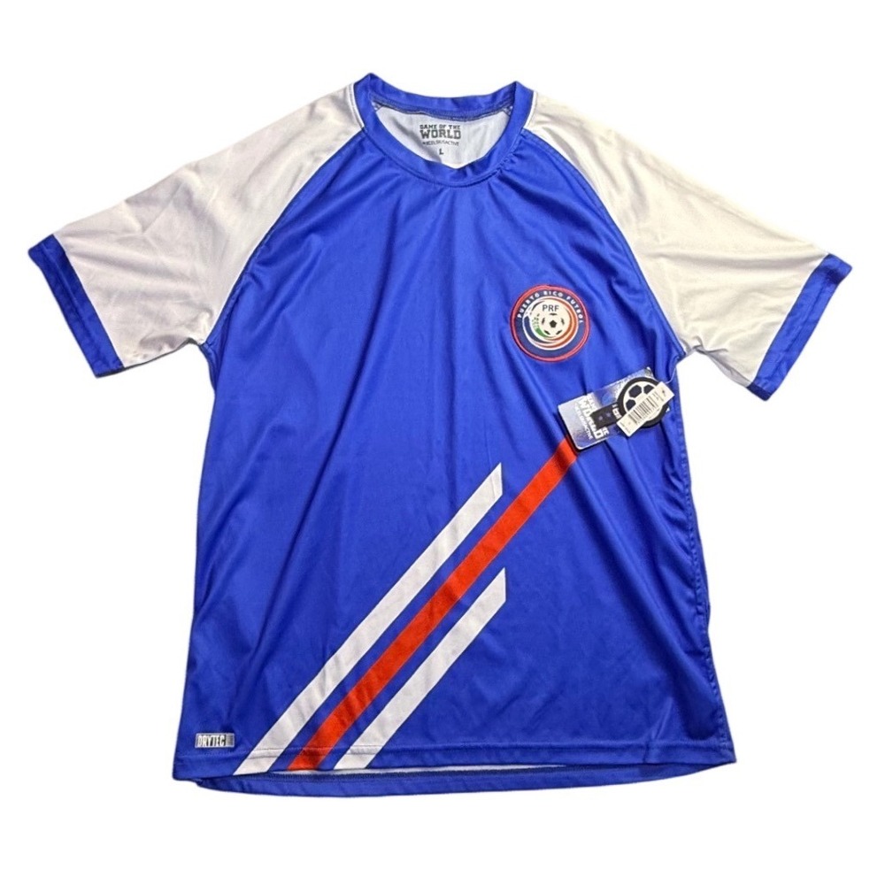 Game of the World Puerto Rico Futbol Soccer Jersey Blue Mens Large NWT-2323